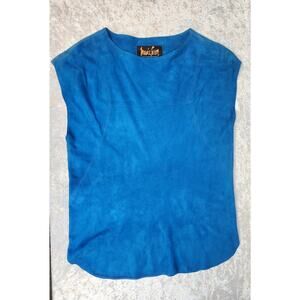 Vintage NWT Maurice Sasson Blue Suade Top -Small